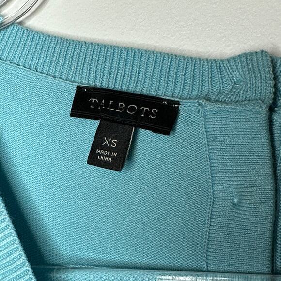 Talbots Womens Paisley Print Knit Top Size XS Turquoise Blue Boat Neck NWOT - Picture 4 of 6